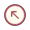 Circled arrow pointing up and left