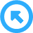 Circled arrow pointing up and left